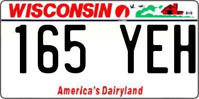 WI license plate 165YEH