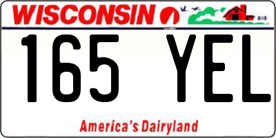 WI license plate 165YEL
