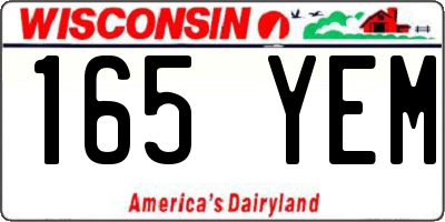 WI license plate 165YEM
