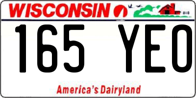 WI license plate 165YEO