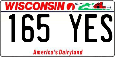 WI license plate 165YES