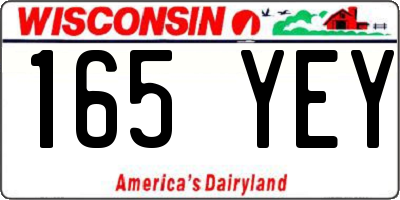 WI license plate 165YEY