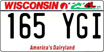 WI license plate 165YGI
