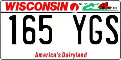 WI license plate 165YGS
