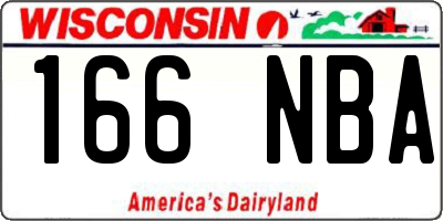 WI license plate 166NBA