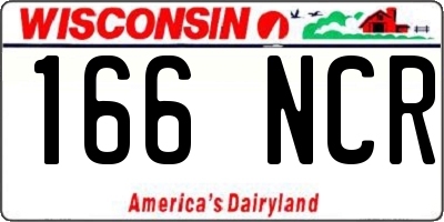 WI license plate 166NCR