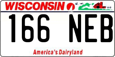 WI license plate 166NEB