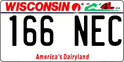 WI license plate 166NEC