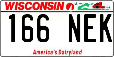 WI license plate 166NEK
