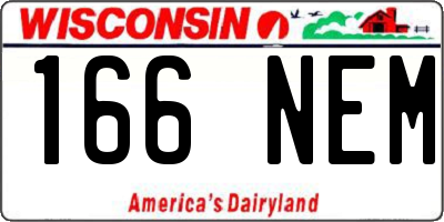 WI license plate 166NEM
