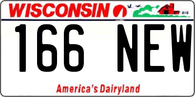 WI license plate 166NEW