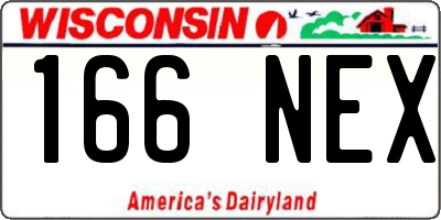 WI license plate 166NEX