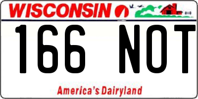 WI license plate 166NOT