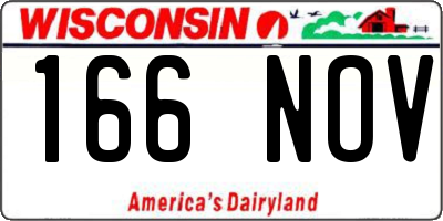 WI license plate 166NOV