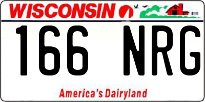 WI license plate 166NRG