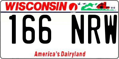 WI license plate 166NRW