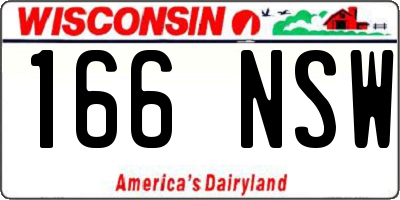 WI license plate 166NSW