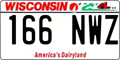 WI license plate 166NWZ