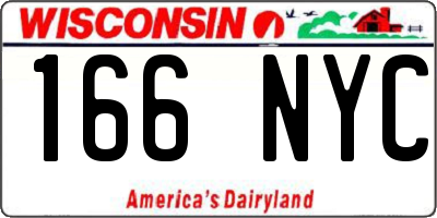 WI license plate 166NYC