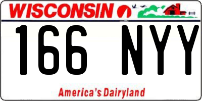 WI license plate 166NYY