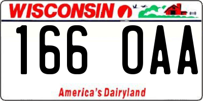 WI license plate 166OAA