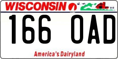 WI license plate 166OAD