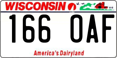 WI license plate 166OAF