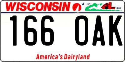 WI license plate 166OAK