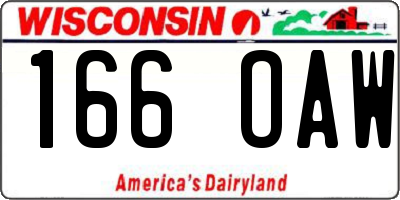 WI license plate 166OAW