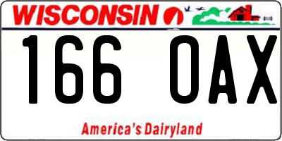 WI license plate 166OAX