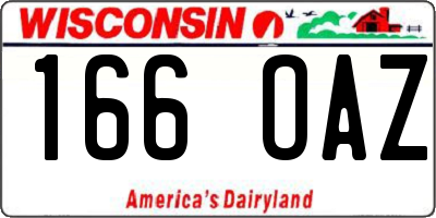 WI license plate 166OAZ