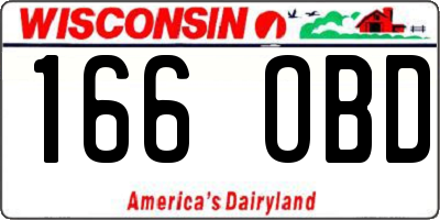 WI license plate 166OBD