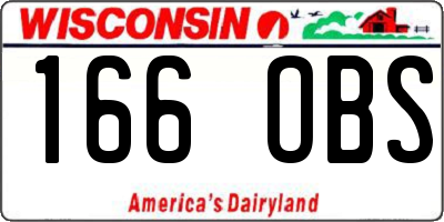 WI license plate 166OBS