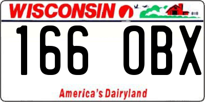 WI license plate 166OBX