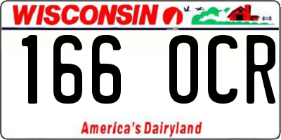 WI license plate 166OCR