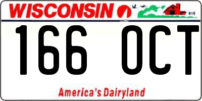 WI license plate 166OCT
