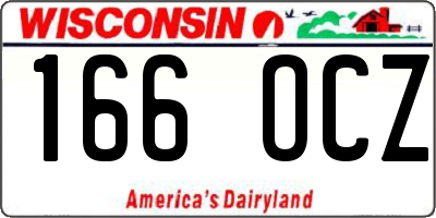 WI license plate 166OCZ