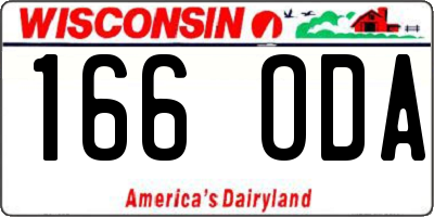 WI license plate 166ODA