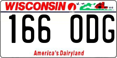 WI license plate 166ODG