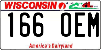 WI license plate 166OEM