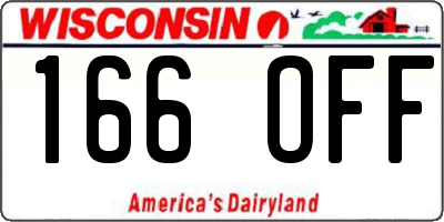 WI license plate 166OFF