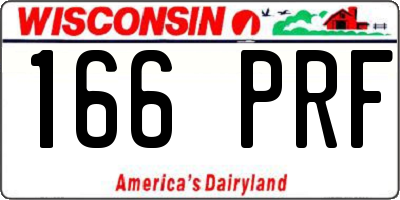 WI license plate 166PRF