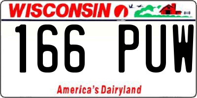 WI license plate 166PUW