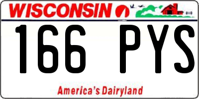 WI license plate 166PYS