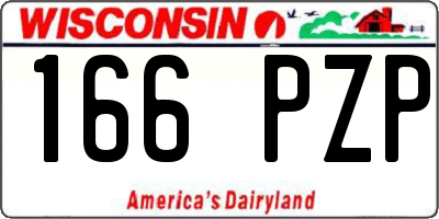 WI license plate 166PZP