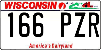 WI license plate 166PZR