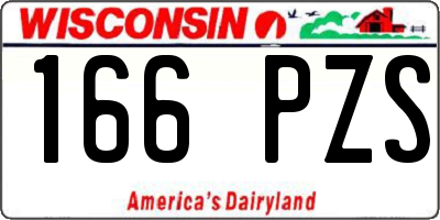 WI license plate 166PZS