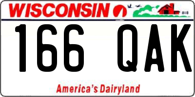 WI license plate 166QAK