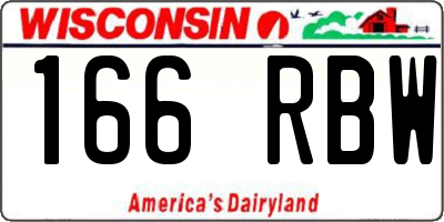WI license plate 166RBW