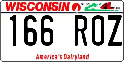 WI license plate 166ROZ
